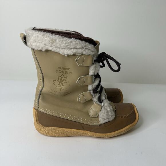 Vintage 80s Sorel Nanook Insulated Canadian Leather Winter Boots Wool Liners 8 - Picture 4 of 8